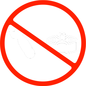 Durchgestrichenes Icon von Bomben und Landminen
